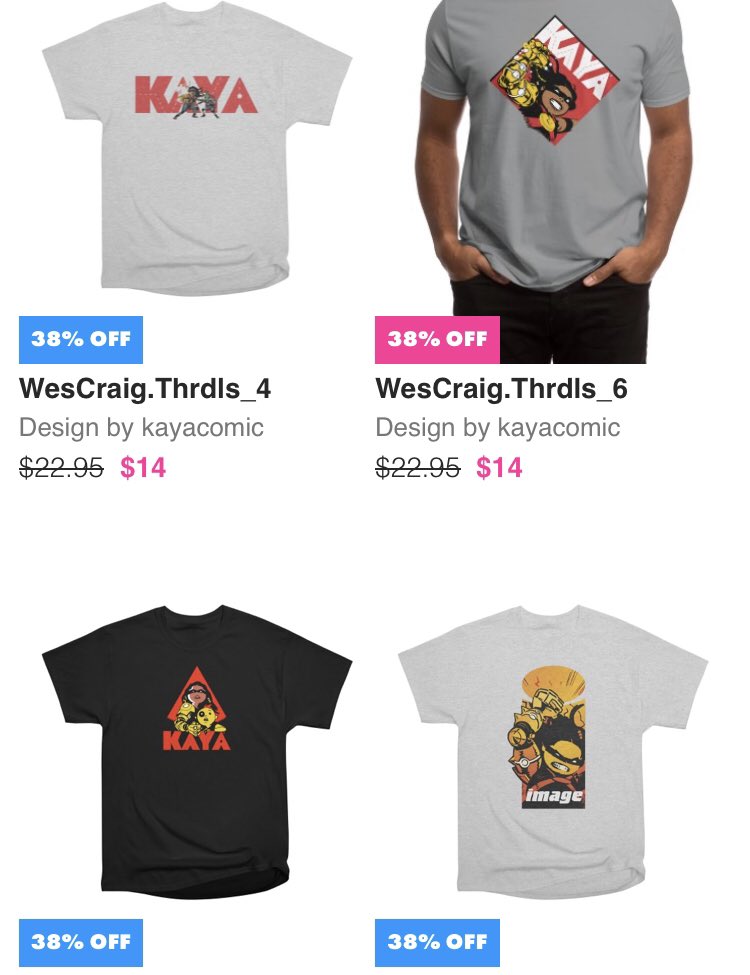 WesCraigComics's tweet photo. I’m the artist of the day on @threadless. Huzzah! 
Go to their website and check it out for deals on all my KAYA merch.

https://t.co/acPcW0tZIW

#threadlessartistshops #tshirtsdesign #KAYAcomic #comicbooks #fantasyart https://t.co/8KGccJSbeY