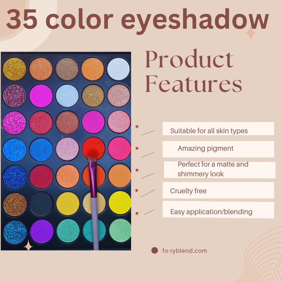 ForyBlend's tweet photo. ✨ Unleash your creativity with this stunning 35-color eyeshadow palette, designed to take your eye makeup game to new heights.🔥💄 #ColorfulCreations #EyeshadowEnvy #unleashyourinnerartist #makeupforall https://t.co/0TP2qEg15E