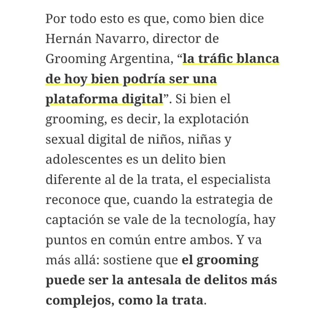 GroomingArg's tweet photo. 💻📰 Compartimos la nota de hoy en @LANACION, en la cual dialogamos acerca de los mecanismos de captación en el #Groooming y la trata de personas.

💬 @HernanGNavarro: “La Trafic blanca de hoy bien podría ser una plataforma digital“.

🔗 Nota completa: https://t.co/Ny8QZ4WIox https://t.co/pVIG3OtUVg