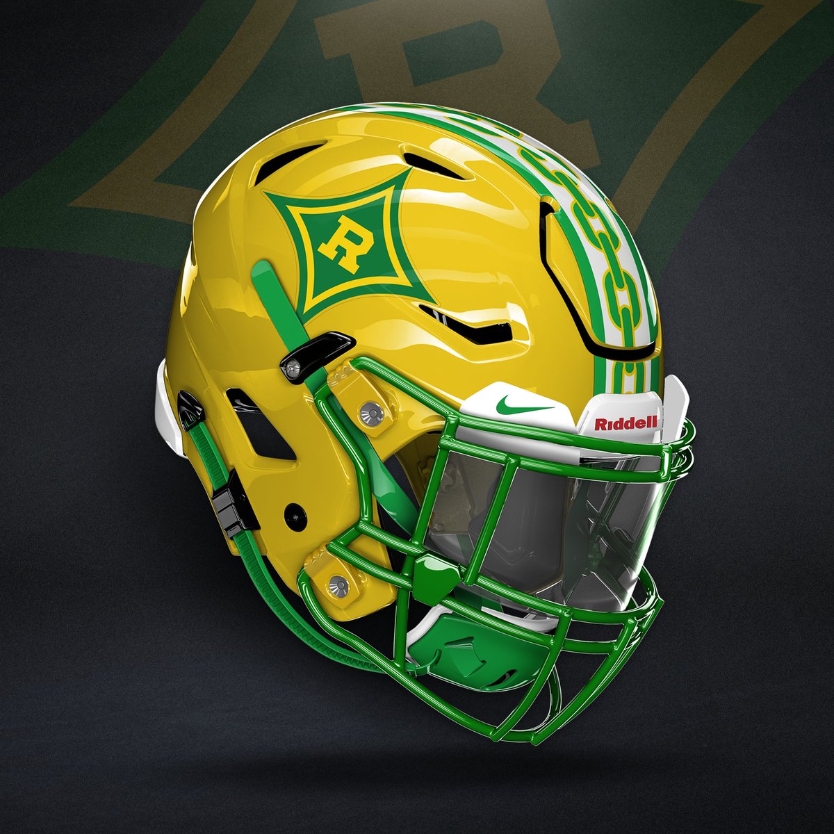 These 🏈 helmets need no introduction. The 7x State 🏆 Richmond Raiders have one of the most recognizable helmets in the state. 🟨🟩

<a href="/FbRichmond/">RichmondRaidersFB</a>

#NCHSfb #NCHSLogos