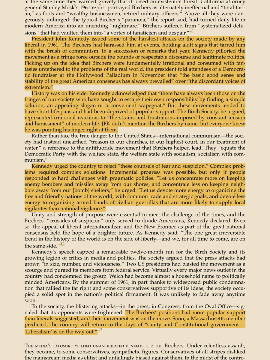 jackhutton's tweet photo. President Kennedy on John Birch Society—right wing extremism 1961, “the basic good sense and stability of the great American consensus has always prevailed” over “the discordant voices of extremism.”

Birchers
Matthew Dallek
#Birchers #Dallek #history #extremism #jfk #rightwing https://t.co/btXLQmnJba