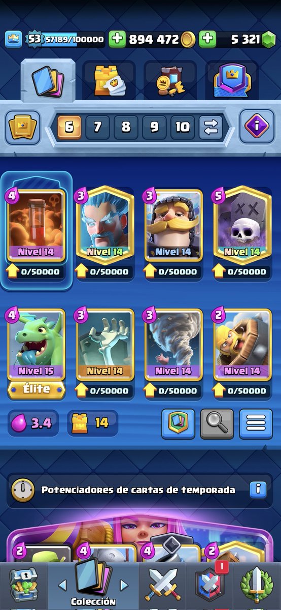 Voy a intentar evolucionar el caballero y subir a nivel 15 todas las cartas posibles sin meter nada de $$$
Iré actualizando como va
Solo tengo poco más 5000 gemas por las maestrias y ese será mi apuesta