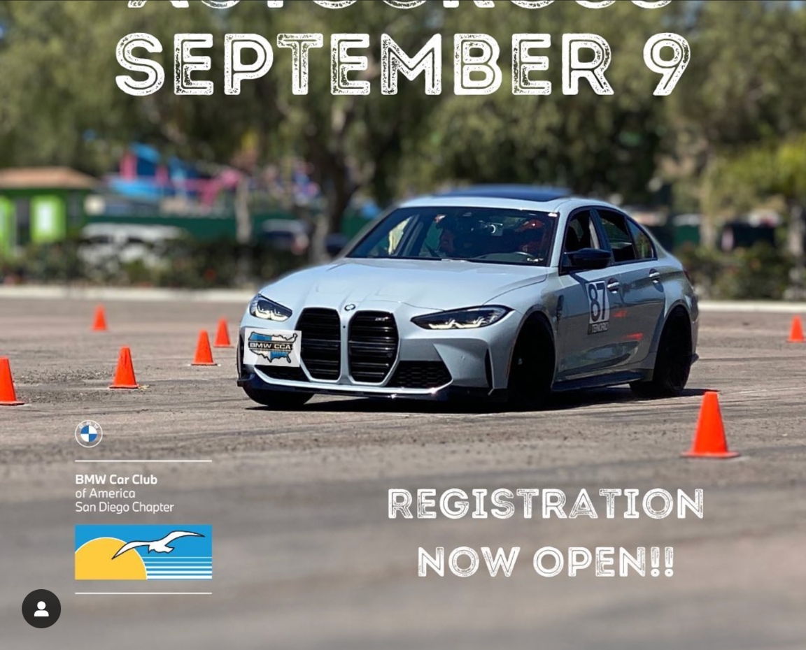 Registration is now open for our Sep 9 Autocross. Register today to secure your spot!!!
Novice and experienced drivers welcome.
New half-day options available.
Optional street taco lunch. sdbmwcca.com/calendar/2023/…