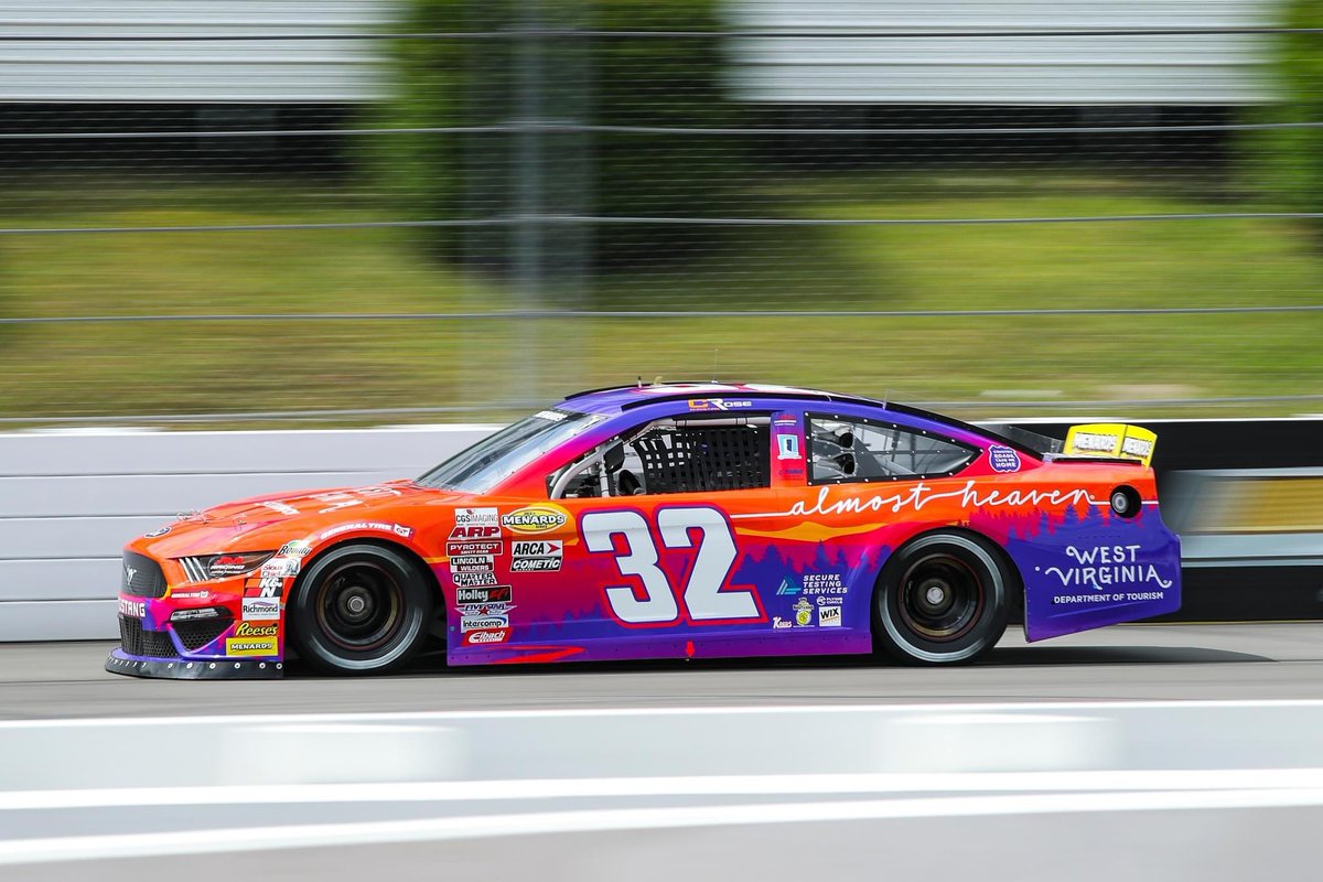 AMRacingNASCAR's tweet photo. 🏁 is in the air and concludes the Henry Ford Health 2️⃣0️⃣0️⃣‼️
@CRoseRacing earns another solid top-ten and brings home his @WVtourism Mustang in seventh‼️
#ARCA #FutureFocused #AlmostHeaven #GetSecure https://t.co/aKyosQfzvq