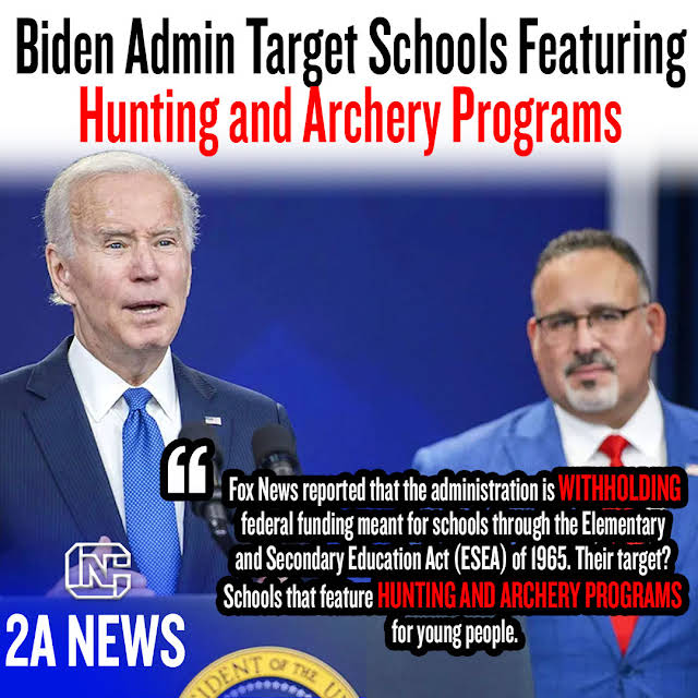 The government’s war on guns has now morphed into a war on hunting and archery programs aimed at benefiting American youth. 

📌Read full article here: mrcolionnoir.com/biden-admin-ta…

The administration is withholding federal funding meant for schools through the Elementary and