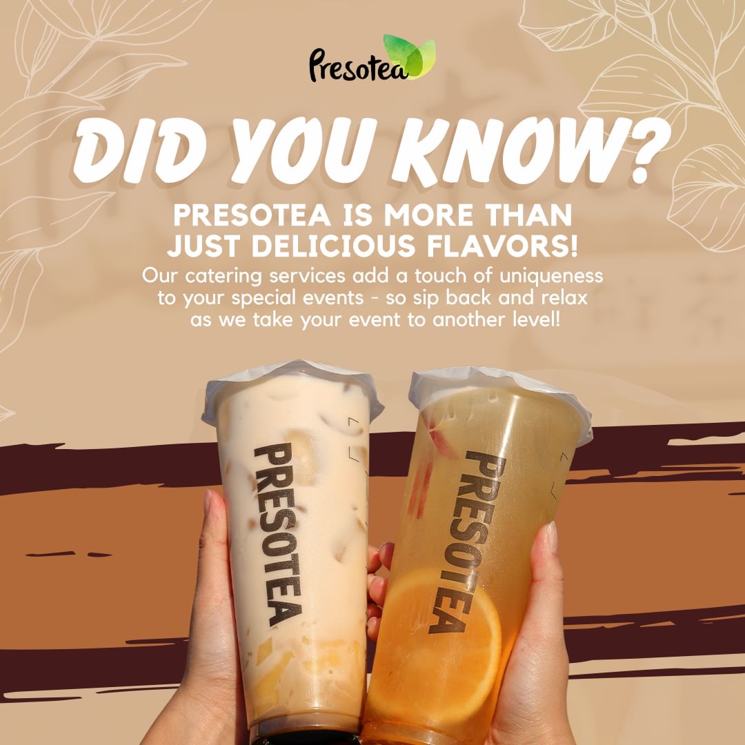 PresoteaCA's tweet photo. No matter the size of the gathering, Presotea is here for you 🎊

Some facts about our caterings services:
👉 Discounted 20$ off
👉 Must be placed at least 2 weeks in advance
👉 Minimum of 30 orders

Visit our website to learn more about our catering services TODAY! https://t.co/vI9vMnRfZ7