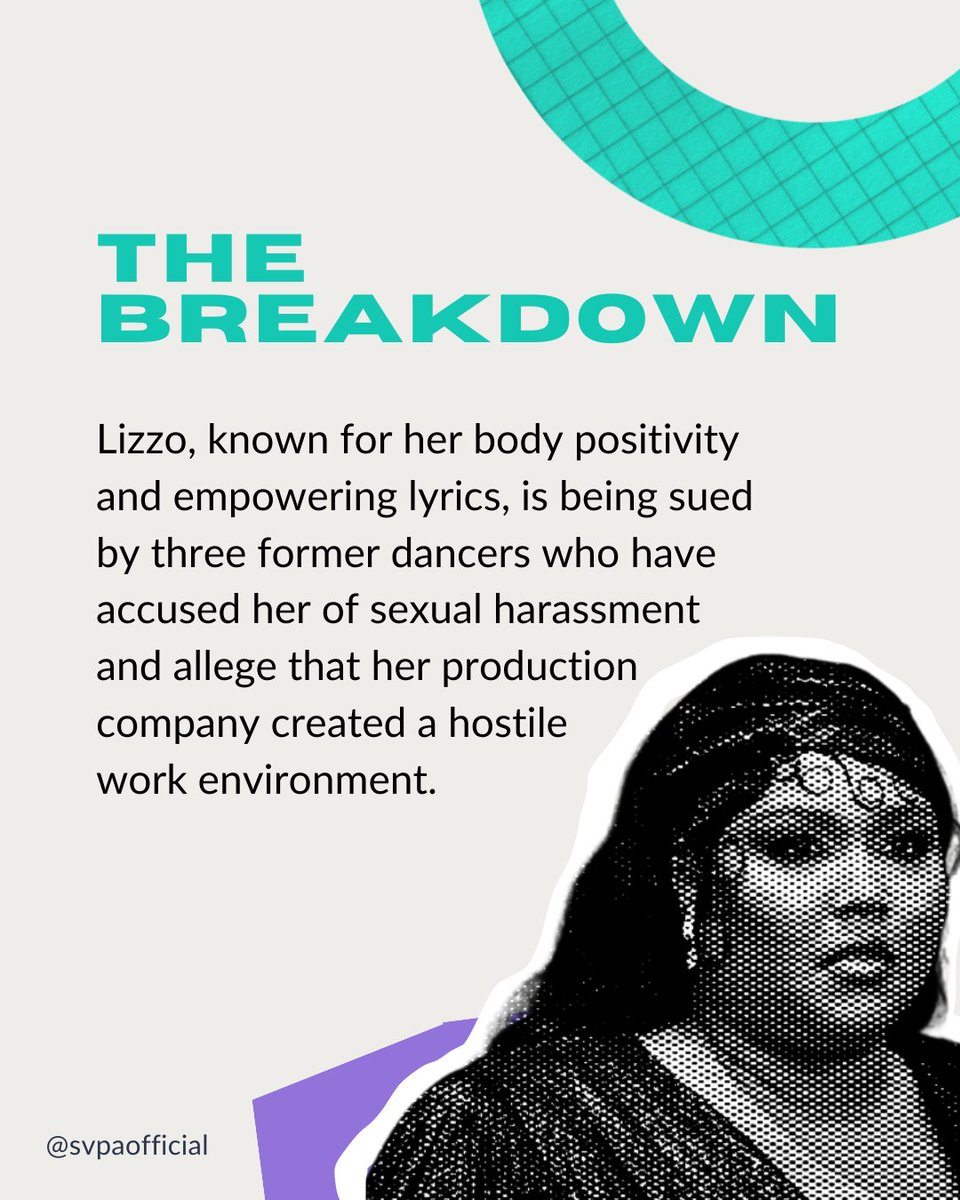 SVPAOfficial's tweet photo. It's "About Damn Time" we start thinking critically about our celebrity favs, including #Lizzo. We're just as shocked as you are about the #LizzoLawsuit, but we will continue to support survivors, even when it means holding one of our favorite artists accountable. https://t.co/OKoFCmV0pL