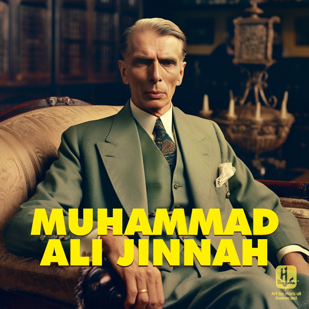Harisali_NFT's tweet photo. Muhammad Ali Jinnah was a barrister, politician and the founder of Pakistan.
.
.
.
#quaideazam #gandhi #liaquatalikhan #allamaiqbal #zulfiqaralibhutto #benazirbhutto #abulkalamazad #ziaulhaq #midjourney #midjourney5 #midjourneyartwork #aiart #ai https://t.co/foHQfeSB2j