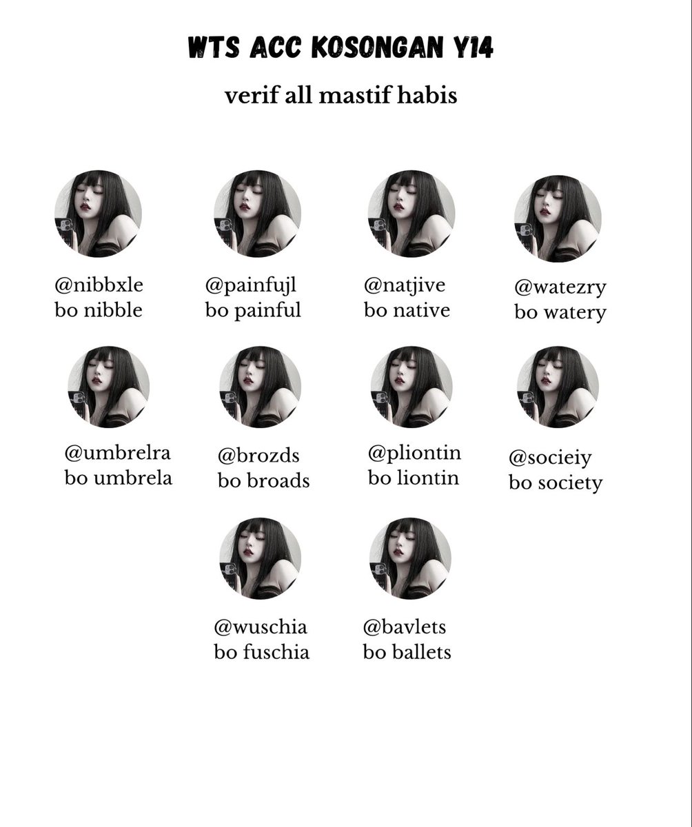 ♡ WTS ACC KOSONGAN Y14 Y15 ♡

• verif all no mastip 
• masuk ht mt
• usn mulchar
• dapat data email
• bisa circle &amp; space 
• go green (-ssb abis ganti uname)

Price 💸 9.000
(sold : ballets, native)

#zonauang