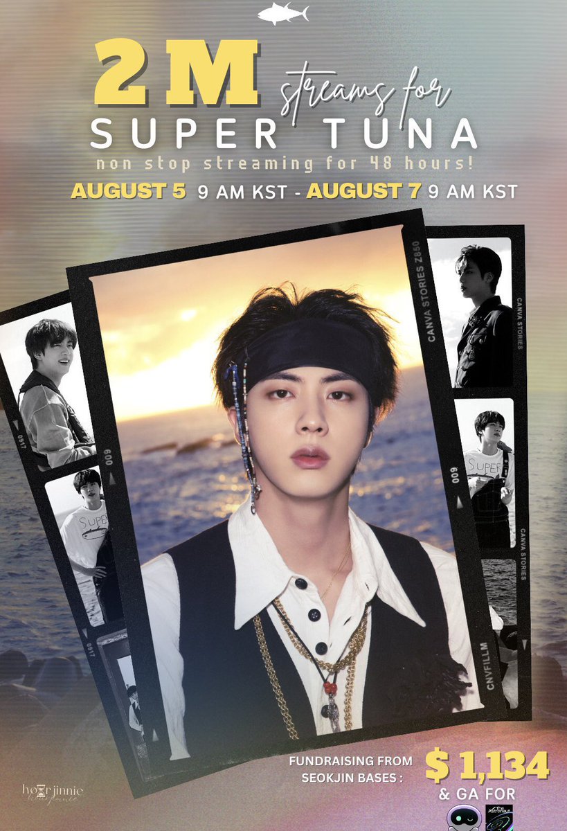 SeokjinGlobal's tweet photo. 🔔 CHAMCHI POWER! FUNDRAISING STREAMING PARTY has started 🏁

🎯 2M ST unfiltered streams 
🎧 4K streaming ss under @hourjinnie’s post 
💰 $1200 for KSJ1
🎁 Wootteo Keyring, TA album giveaway
💿 Project Playlist: https://t.co/lV8CtiC1n5
💿 Normal playlist: https://t.co/hJZCE7gAjh https://t.co/Jb7EHVTK2f