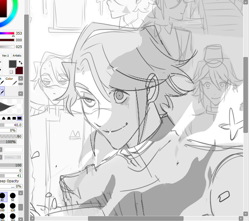 delete later / sorry if i'm a little tired after coming home from work but i still want to draw even if only for a short while dhsjkdhsds working on an aesv1c print this time around! feel free to stop by if you like<3
