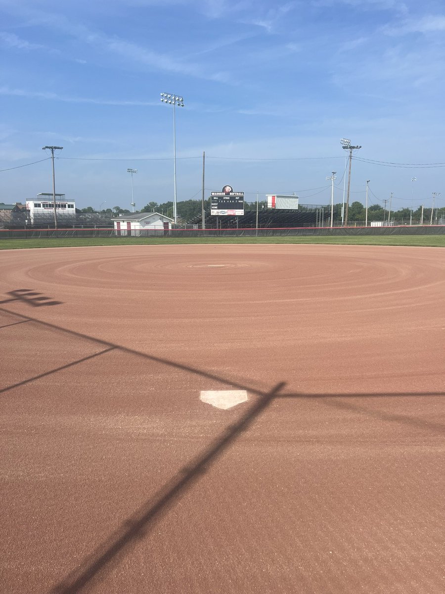 All in a days work! <a href="/Homefield_/">Homefield</a>  is Happy to provide Wauseon Softball with a new @Duraedge playing surface!