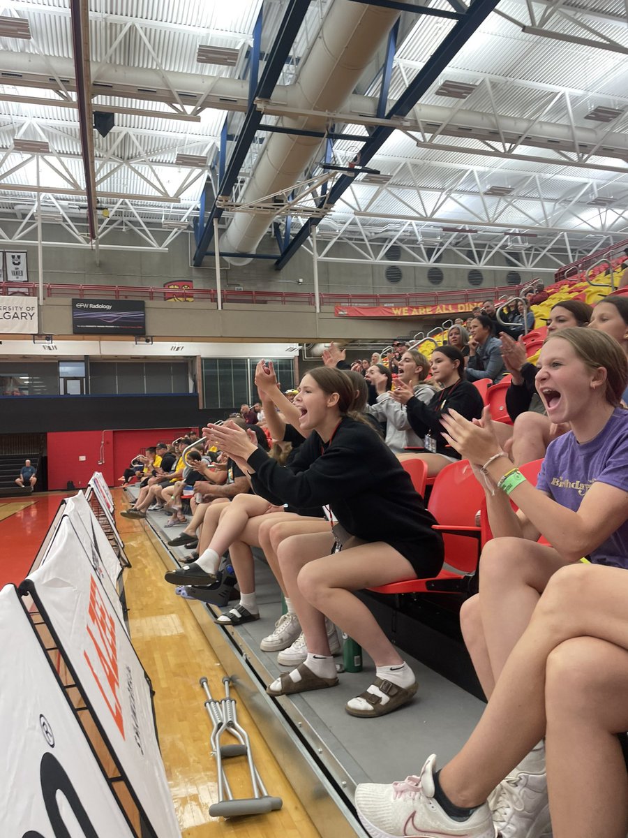 The <a href="/basketballsask/">Basketball Saskatchewan Inc</a> ladies are cheering on the <a href="/basketballmb/">Basketball Manitoba</a> U17 ladies in the semifinal. Always rooting on prairie basketball 🏀 💪🏻🌾  Go Toba!!