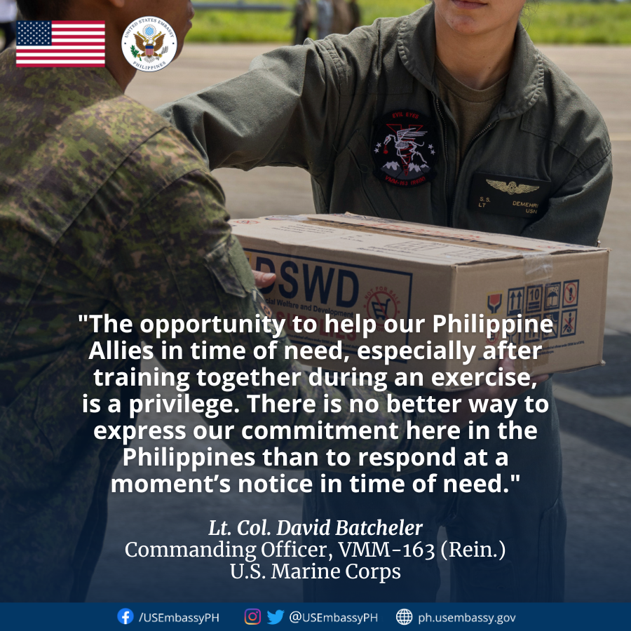 Within 24 hours, @USMC transitioned from preparing to redeploy back to the U.S. to supporting relief efforts in the wake of Typhoon #EgayPH. 🇺🇸🤝🇵🇭

Over 29,000 kg of @dswdserves supplies were delivered to affected communities in North Luzon. Read: 3rdmaw.marines.mil/News/Stories/N…