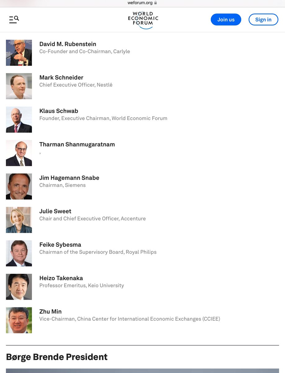 myabradshaw78's tweet photo. @JimFergusonUK @BenjaminDeRebel These are the people who are on the board of trustees for The WEF. Our Deputy PM Chrystia Freeland is on the list. No sitting PM or Deputy PM or any member of parliament should be allowed to do so. It should be against the law #CancelTheWEF https://t.co/VFipPv9Fm7