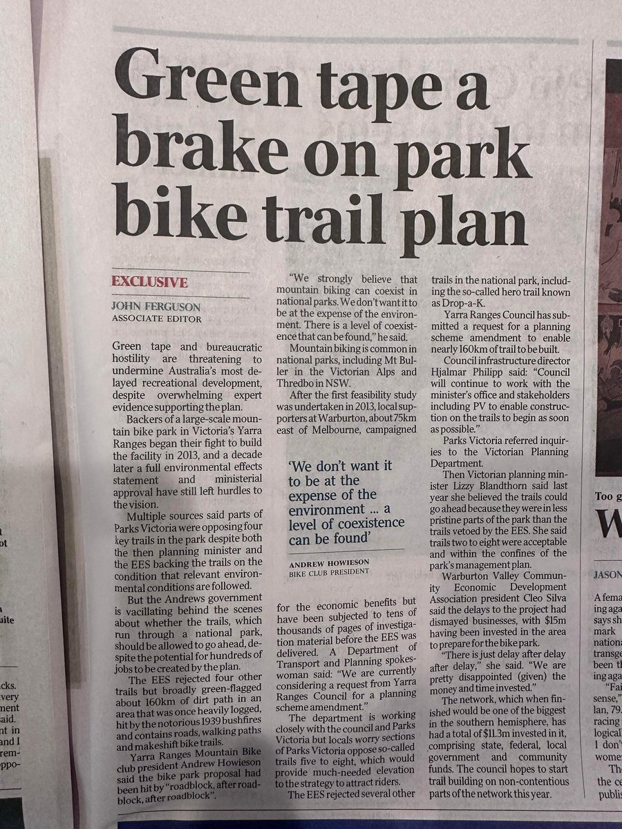 MbPerrin's tweet photo. Having been in the thick of the mountain bike town drama summed up in the @australian today -I can honestly say, our town can not bloody wait until it’s over, and we’re all shredding 160kms+ of gold standard trail network. 
1400 meters elevation warby 🤘🏻
@theage @DanielAndrewsMP https://t.co/E0LWe0sCnC