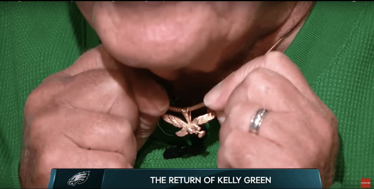 PHLEaglesNation's tweet image. Merrill Reese says he was given this #Eagles chain as a gift in 1980 after starring in a TV show with Ron Jaworski. He says he has not taken it off a single time since then, and has been wearing it for 43 straight years.