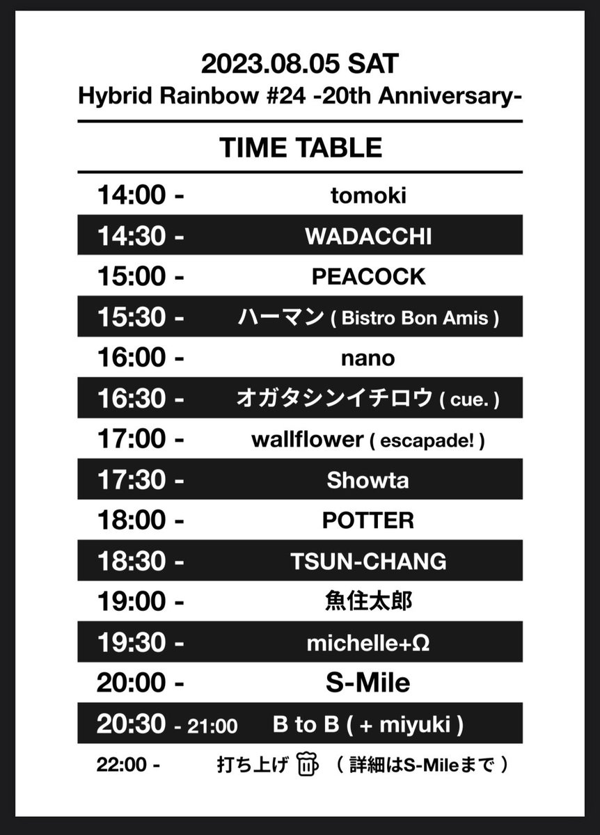 HR030805's tweet photo. TIME TABLE 、、、。

そして、本日は
先着入場者特典有り〼

S-Mileの振る舞い唐揚！！

yeah！yeah！yeah！

Let's party!

みなさん、ぶっ飛びましょう！ https://t.co/m3PT1QBSok