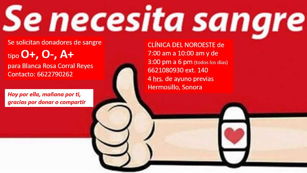 ¿Puedes donar sangre?
O ¿Me ayudas a difundir?
G r a c i a s