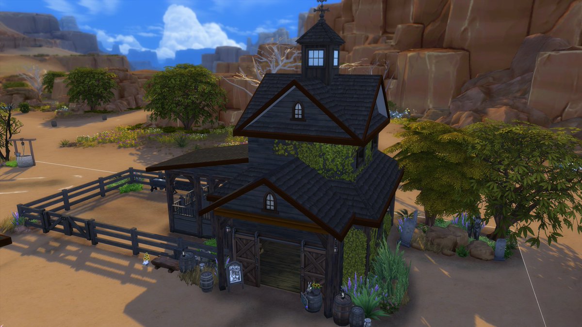 FlakyGaming's tweet photo. Hey guys! 
 I'm doing somethg a bit different this week, we're adding more variety to the channel with a Sims 4 ✨ Goth Ranch 🐎speedbuild! Inspired by my good friend @fio_vt 🥰💜 
 Hope you enjoy it! (❁´◡`❁) 

https://t.co/POsyGFFpzq https://t.co/m8tQuO2s6e