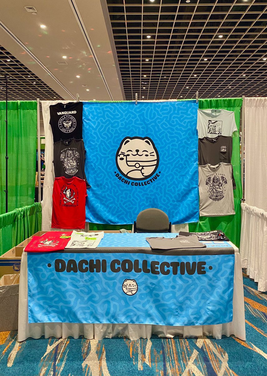 DachiCollective's tweet photo. Day one of @GCXEvent was a blast! If you came by to see &amp; support us, thank you. We appreciate it! 💙

We’re running low on larger sizes on some most designs, drop by tomorrow while they’re still available!

P.S: if you couldn’t make it out, keep your eye on the web store. https://t.co/suHBPb5OZx