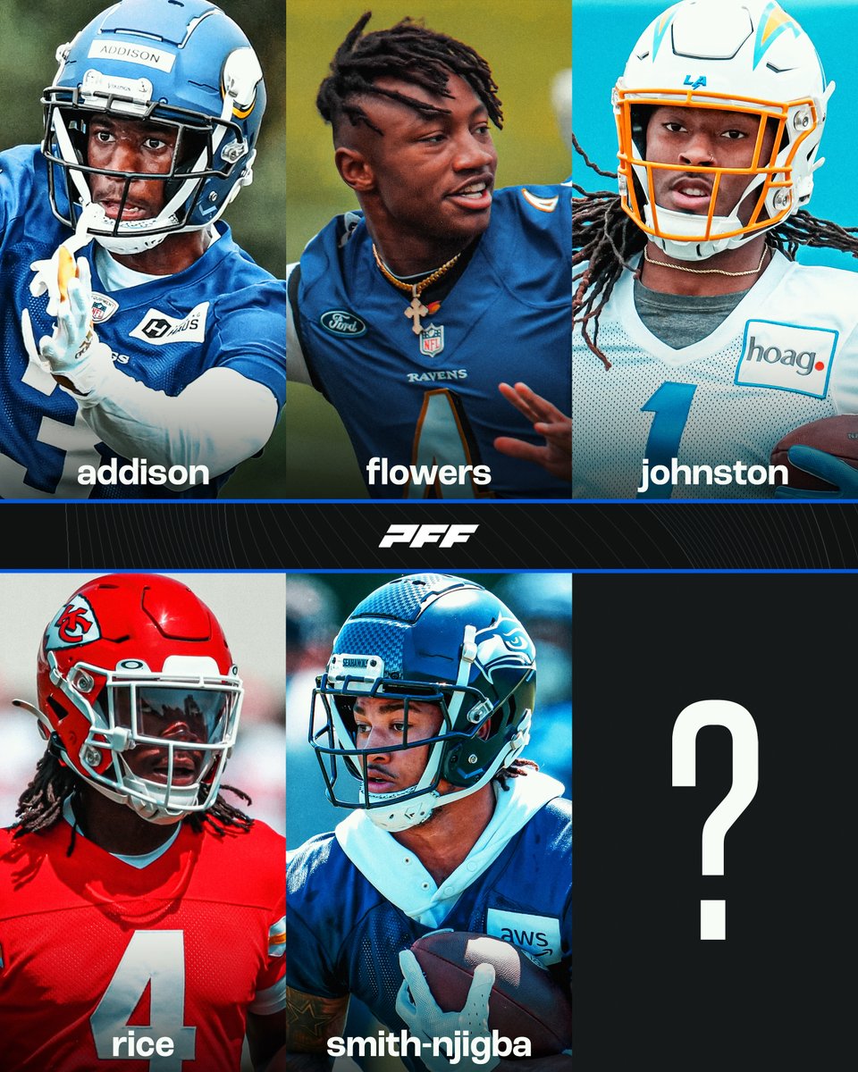 PFF_College's tweet photo. Which rookie WR will have the most yards this season? https://t.co/bRktxmvUL1