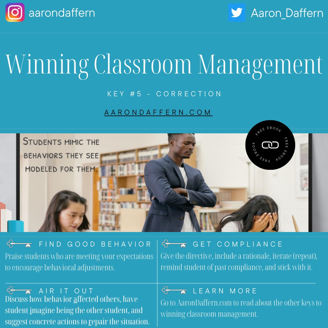 Aaron_Daffern's tweet photo. All discipline encounters are teaching moments. More than just punishment, the key to #classroommanagement is helping students do the right thing instead of simply stopping the wrong things. 
https://t.co/yznmOXYIF4 #StudentEngagement #Teaching #studentmotivation #EduTwitter https://t.co/OCGyCnG5N6