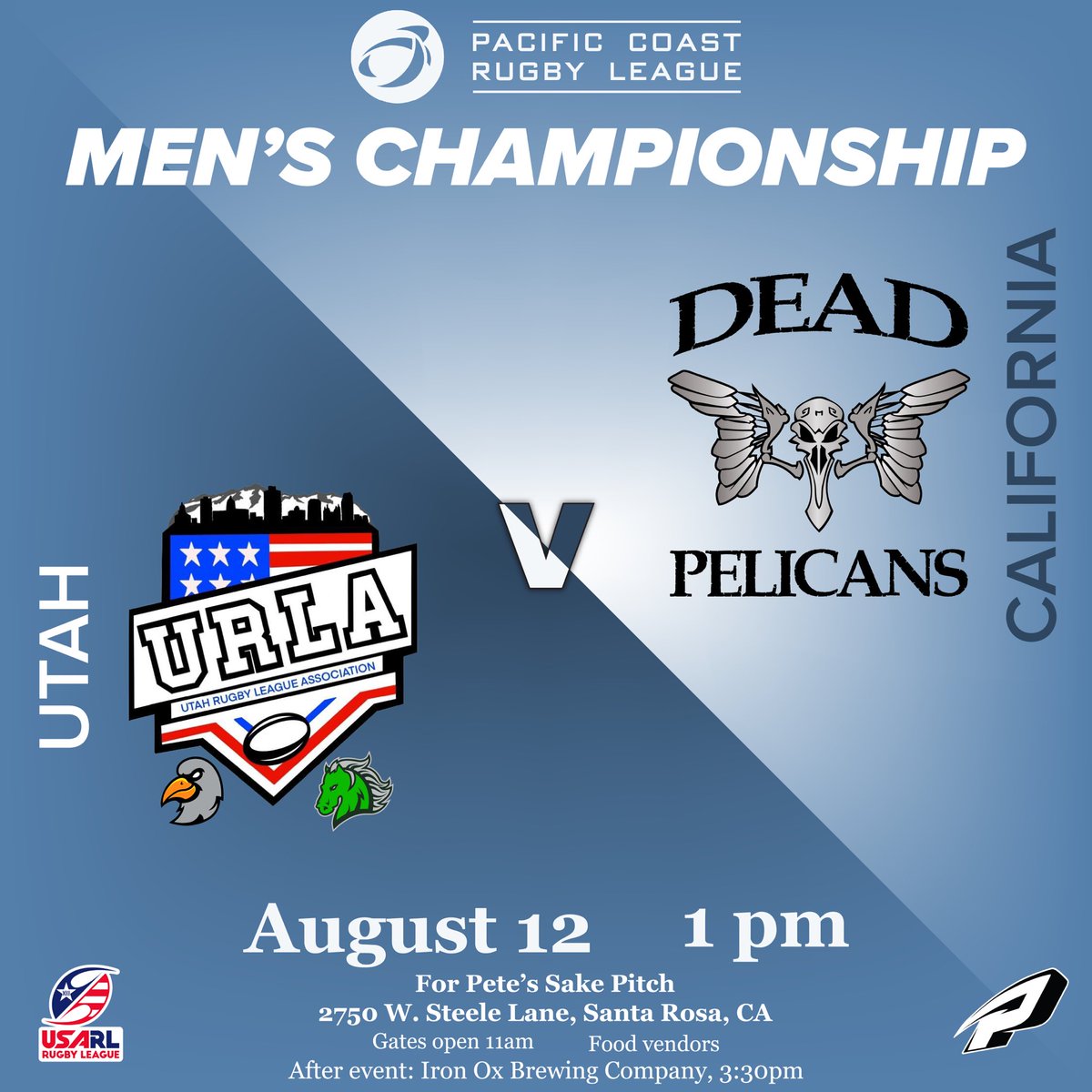 Men’s California conference champions Santa Rosa @deadrugby will face-off against the <a href="/utahrugbyleague/">Utah Rugby League Association</a> conference champions on August 12th, in what promises to be a thriller of a match up to decide the inaugural men’s PCRL champions.

Full story here:  pacificcoastrl.com/news/pcrl-cham…