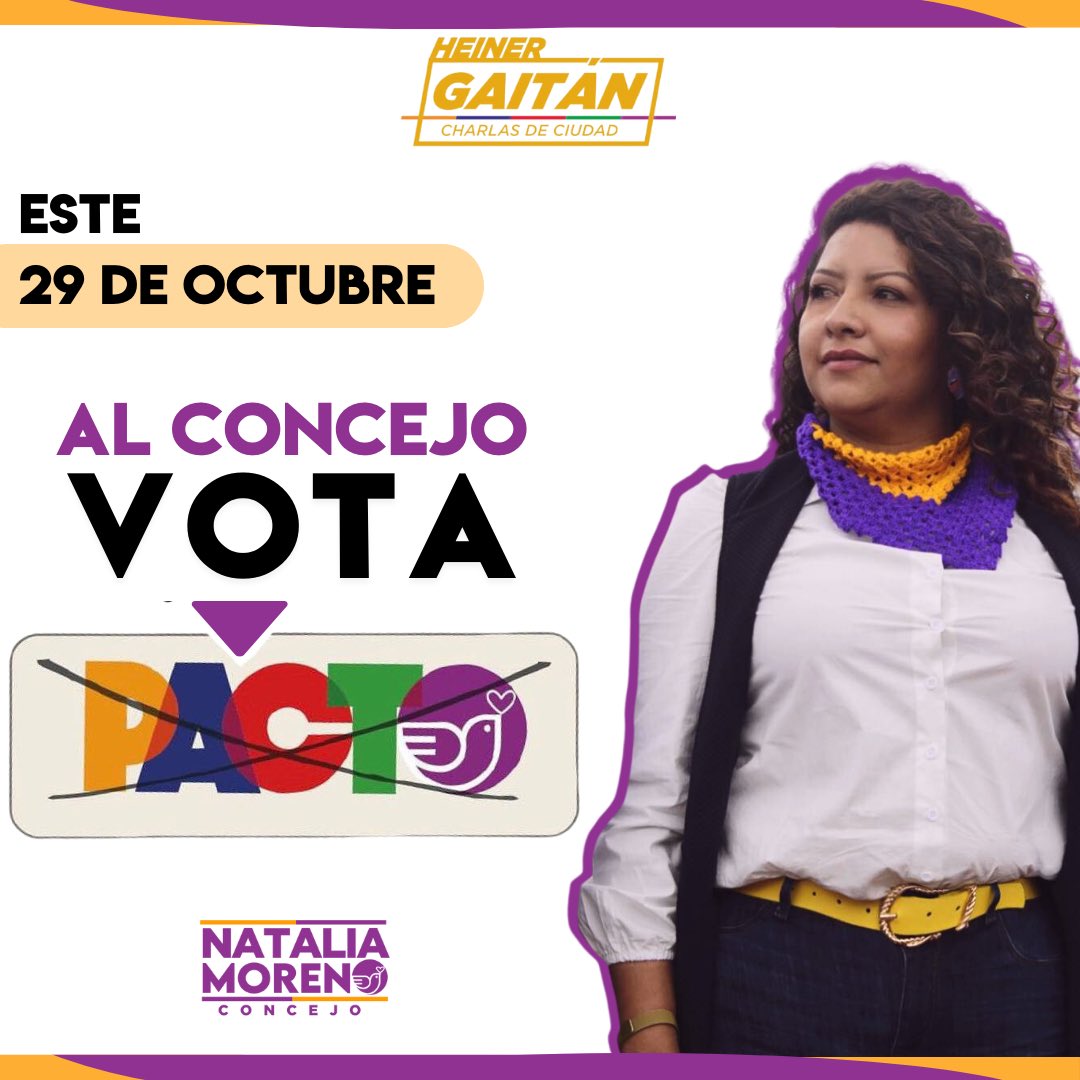 nataliamoreno_p's tweet photo. ¡#Suacha, el tiempo es ahora! 💜🗳️
#ElPactoHistórico representa la lucha del pueblo y la fuerza de los sueños compartidos. Con cada voto, honramos aquellas luchas populares ✊🏽.
Vota este 29 de octubre por un gobierno popular💛💙❤️💚💜 https://t.co/ghZcdXmgzW