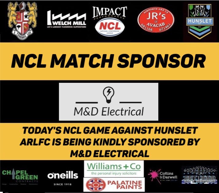 Today’s <a href="/OfficialNCL/">National Conference League - RL</a> game is being kindly sponsored by M&amp;D Electrical facebook.com/MDElectrical20… <a href="/daleallred/">dale allred</a> #123Miners
