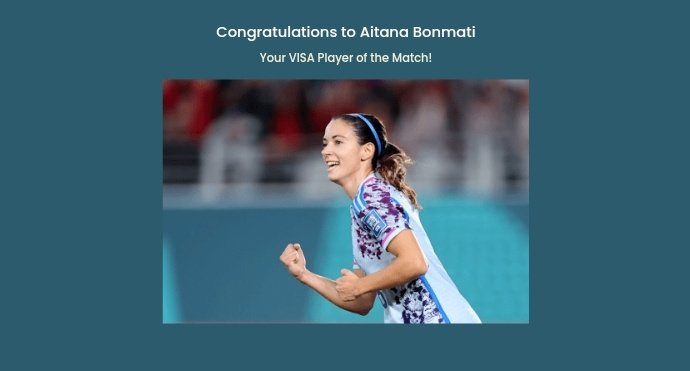 AsifBurhan's tweet image. Aitana Bonmatí is the @VisaUK Player of the Match #SUIESP #ESP