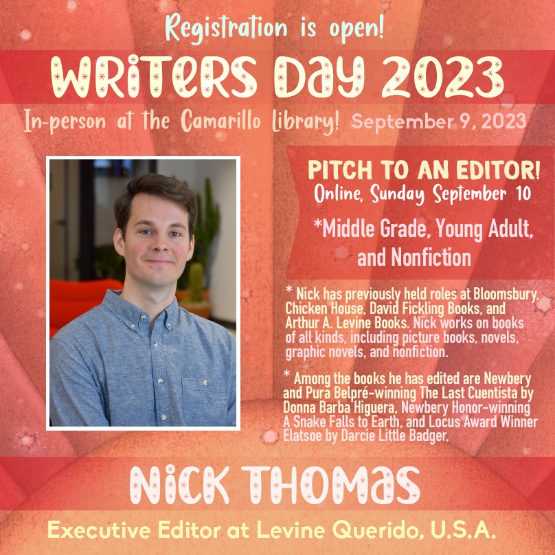 Pitch to an editor online! Sept 10 for SCBWI CenCal Writers' Day. scbwi.org/events/2023-ce… .   #kidlitart #books #WritingCommunity #scbwi