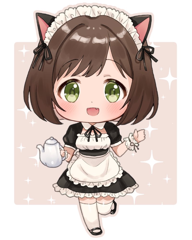 maekawa miku 1girl animal ears maid solo maid headdress cat ears brown hair  illustration images