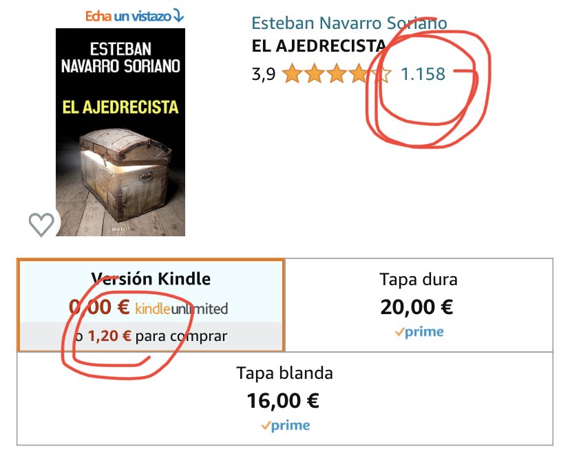 EstebanNavarroS's tweet photo. No tengo editorial.
No tengo agente.
No me anuncian en la tele.
Ni en la radio.
Ni en revistas.
Ni en la prensa.
No vivo en un castillo.
No soy joven.
No soy guapo.
No soy rico.
EL AJEDRECISTA, novela que no va de ajedrez, en Oferta Kindle:
https://t.co/15Fv5fA4NC
¿Un RT? https://t.co/qfouz9YUcf