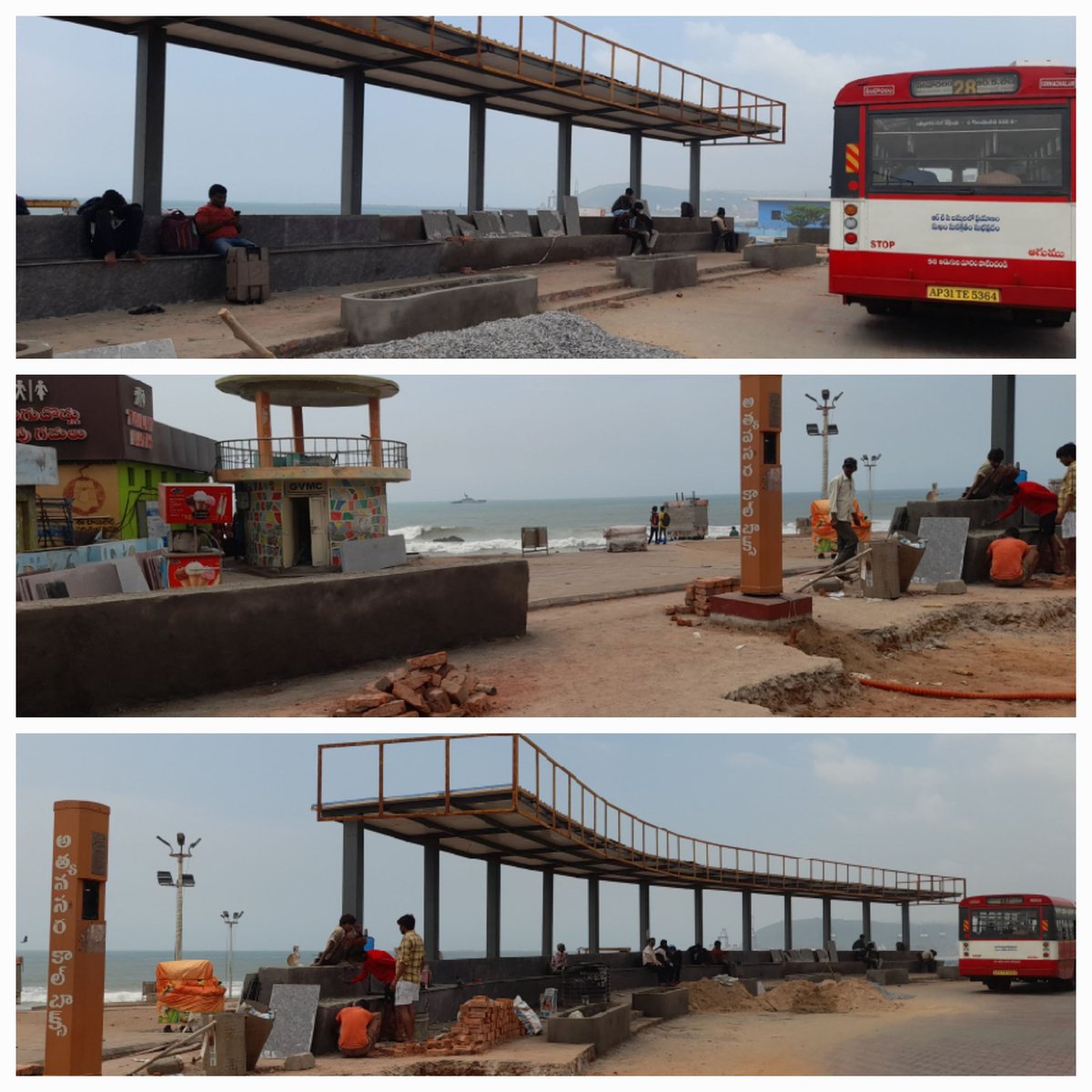 sudeer1972's tweet photo. RK Beach Bus 🚍 Bay modernisation works are going on at #RKBeach, beach road in #Visakhapatnam, which is the largest Bus Bay, out of 20 Bus Bays being developed by #GVMC at various places in #Vizag City.
@AndhraPradeshCM @ysjagan
@GVMC_VISAKHA
#BusShelters #BusBay
#VizagSmartCity https://t.co/QbVo5b4bwv