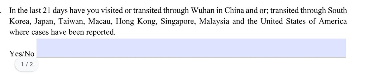 Thought of you today <a href="/taipan168/">taipan168</a> . Was applying for a visa to Papua in a week or so and you have to fill in a health declaration with these questions...