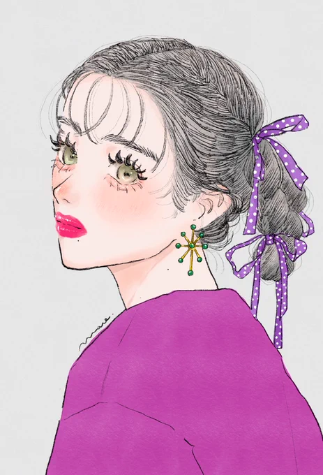今日だってリボン  #イラスト