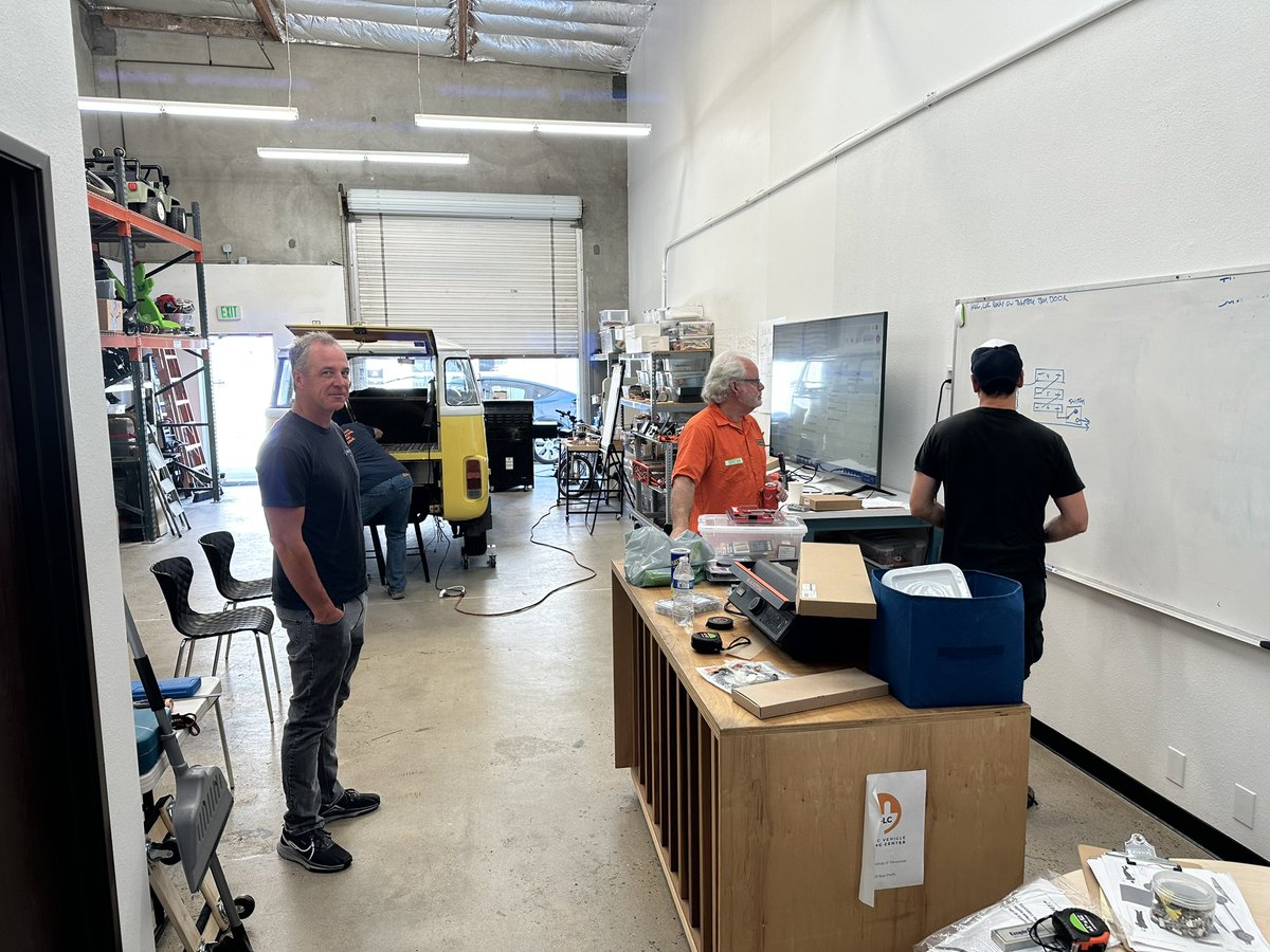 own1996x's tweet image. VW Bus conversion at EV-LC (EV Learning Center) in San Marcos, CA