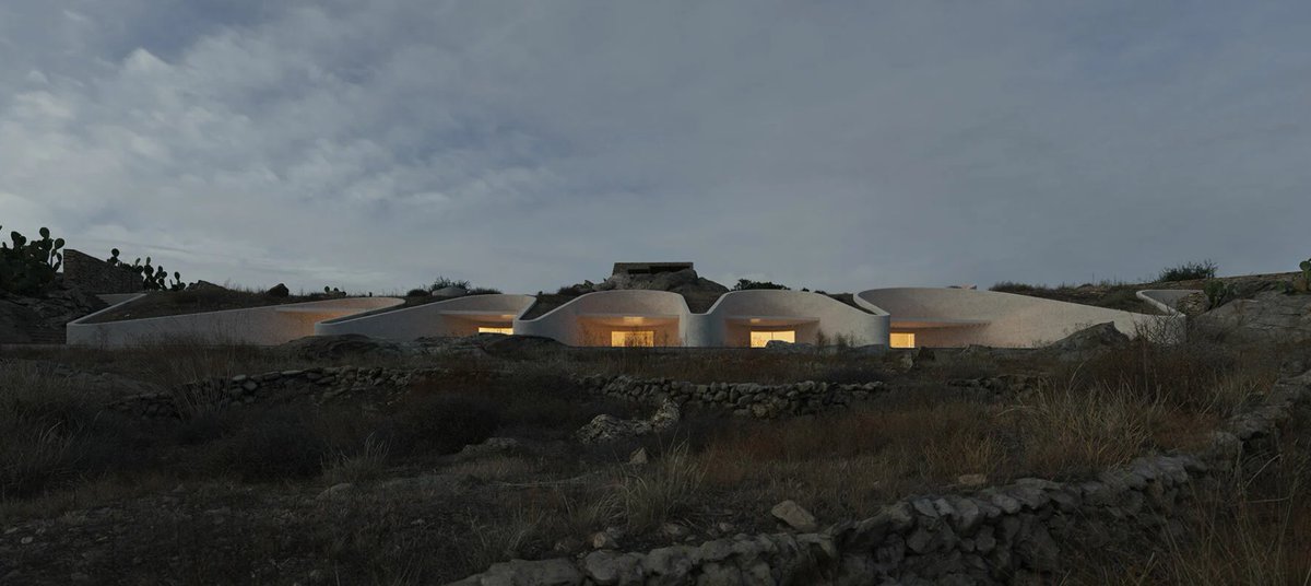 GADFOUNDATION's tweet photo. Greek studio GNB Architects proudly unveils a mesmerizing subterranean private residence located on the picturesque island of Mykonos. Nestled harmoniously within the enchanting Cycladic landscape and alongside quaint traditional houses. https://t.co/uS6AYGqA6M