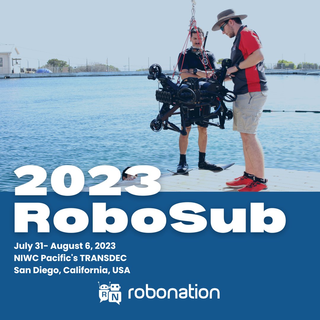 RoboNationInc's tweet photo. Did you know the 2023 RoboSub Competition is open to the public? Visit https://t.co/eke1MPIReC to learn how you can visit!
#robosub #robonation #robosub23 #robosub2023 #robotics #engineering #math #stem #steam #science #workforce #workforcedevelopment #fabrication #software https://t.co/aMtGaqiaS3