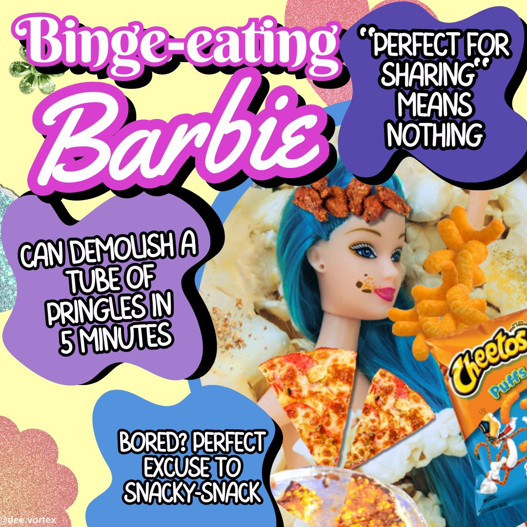 itsdeevortex's tweet photo. Can you relate to Binge-eating #Barbie?
Find more self-destructive Barbies at https://t.co/A3V8uHdBcJ https://t.co/lt2caUM6OK