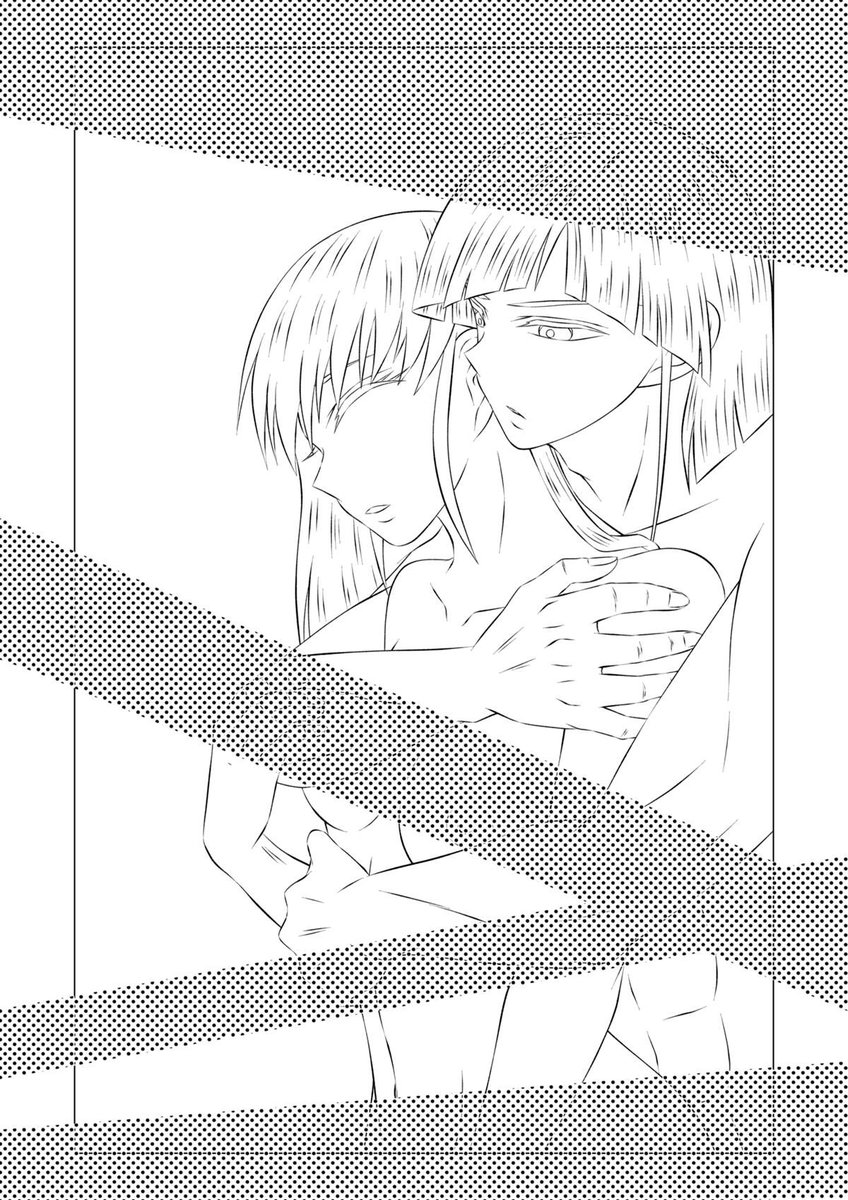 徒花と風の番外編、題はそのまま「初夜」です🦑✒️ティーンズラブで描いてますので、18才以上を推奨します😹✨(R15くらいかもしれませんが😂)  表紙の線画が出来たので、塗っていきます🖌投稿時トーンは外します  (ルーキーは確実に抹殺されるので、着物を着せます 笑)  #ジャンプルーキー #創作漫画