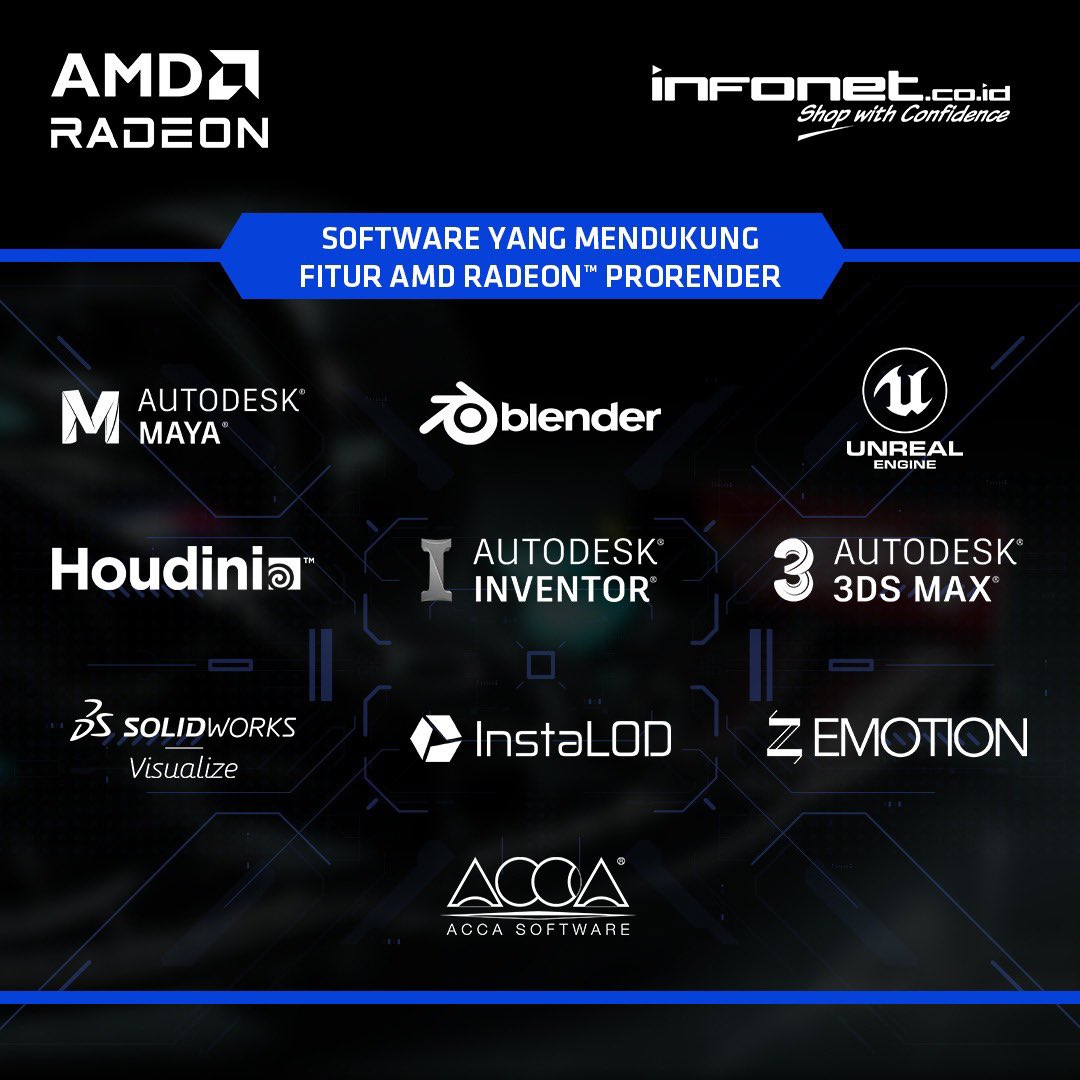 infonetID's tweet photo. Yuk kenalan sama fitur AMD Radeon™️ ProRender!

Fitur ini berguna banget buat mempercepat proses rendering dan sudah dapat digunakan pada beberapa platform terkemuka. Menariknya lagi, fitur ini juga sudah bisa dinikmati oleh laptop bertenaga AMD Radeon™️ RX 6000 Series ke atas! https://t.co/jbWA8c8oE9