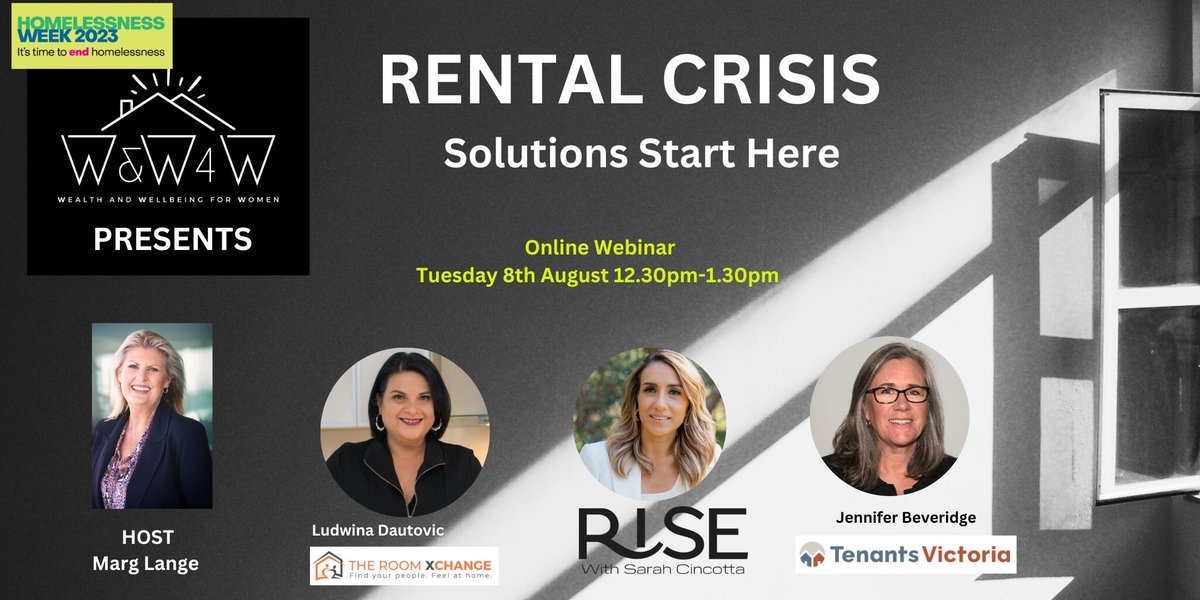LudwinaDautovic's tweet image. Join me and these incredible women on this FREE webinar to discuss: "Rental Crisis - Solutions Start Here". We'll be discussing a variety of issues related to the current state of the #housingcrisis. #homelessnessweek2023 #housinginsecurity
→ tinyurl.com/2xmkwwn9