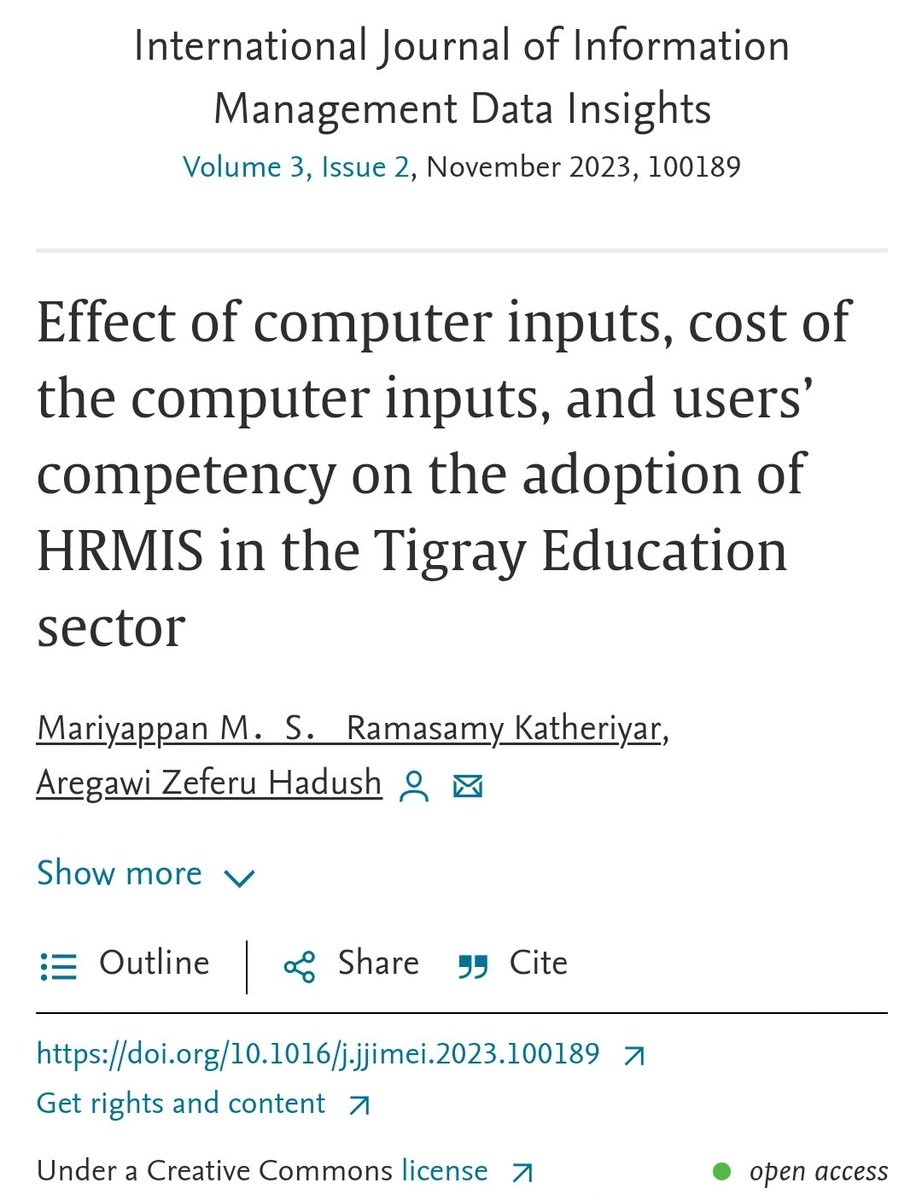 BusiFrontiers's tweet photo. Effect of computer inputs, cost of the computer inputs, and users’ competency on the adoption of HRMIS in the Tigray Education sector
https://t.co/J8XI8UEuea
#InformationSystems #Research #OpenAccess #ITLiteracy #DigitalYouthHub https://t.co/lhNPXyjh1c