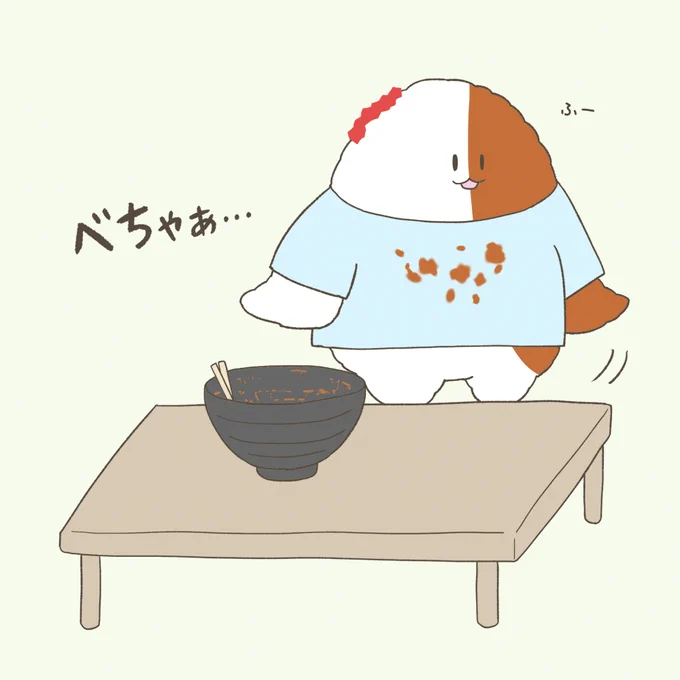 まんプクさん()に3日前に投稿した絵  カレーうどん日だったのでカレーうどんあるあるなネタです これカレーうどんを食べ終わった後しか描いてないんですが伝われという気持ちで描きました 普段は裸なのにこういう時だけ薄い色のシャツを着てるカレーさんがお茶目です