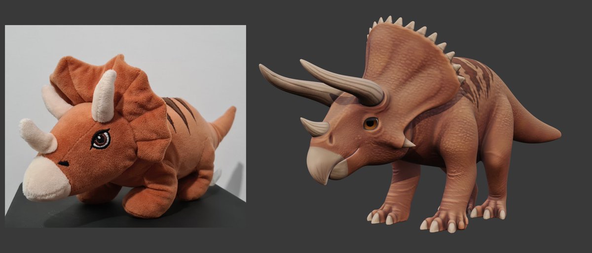 doodledoomsday's tweet photo. I have this triceratops plushie called hope, I like her design and colors a lot, so I decided to turn her into a 3d model.
I wanted to keep the cartoony look but make her look more like an actual triceratops😅

So far I’m loving her so much
#blender3d #3dart #3dmodel #triceratops https://t.co/brKedJpvPI