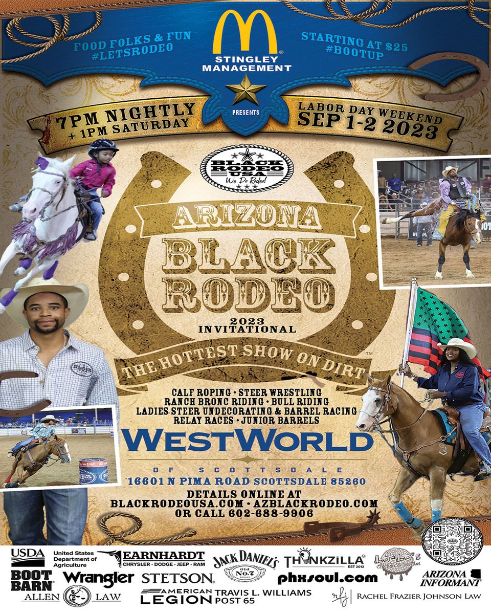 🤠 Saddle up, y'all! 🐎 Get ready to experience the thrill of the wild west at its finest – the Arizona Black Rodeo is back and better than ever, coming to you this Labor Day weekend! 🌵
<a href="/WestWorldAZ/">WestWorld</a> 
#blackrodeousa
#arizonablackrodeo
#BootUp
#letsrodeo