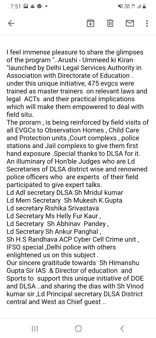 Neerja58336656's tweet photo. Sh Himanshu Gupta Sir IAS , Director edu  wd sh Vinod ku ,Ld Pl secretary DLSA Dist C/ W as Chief guests at the launch of the prg Arushi- Ummeed ki Kiran by DLSA  an initiative of DOE  &amp; DLSA thru EVGB @gupta_iitdelhi @DSLSA_DELHI @NALSALegalAid https://t.co/xBT8Iwr7e3