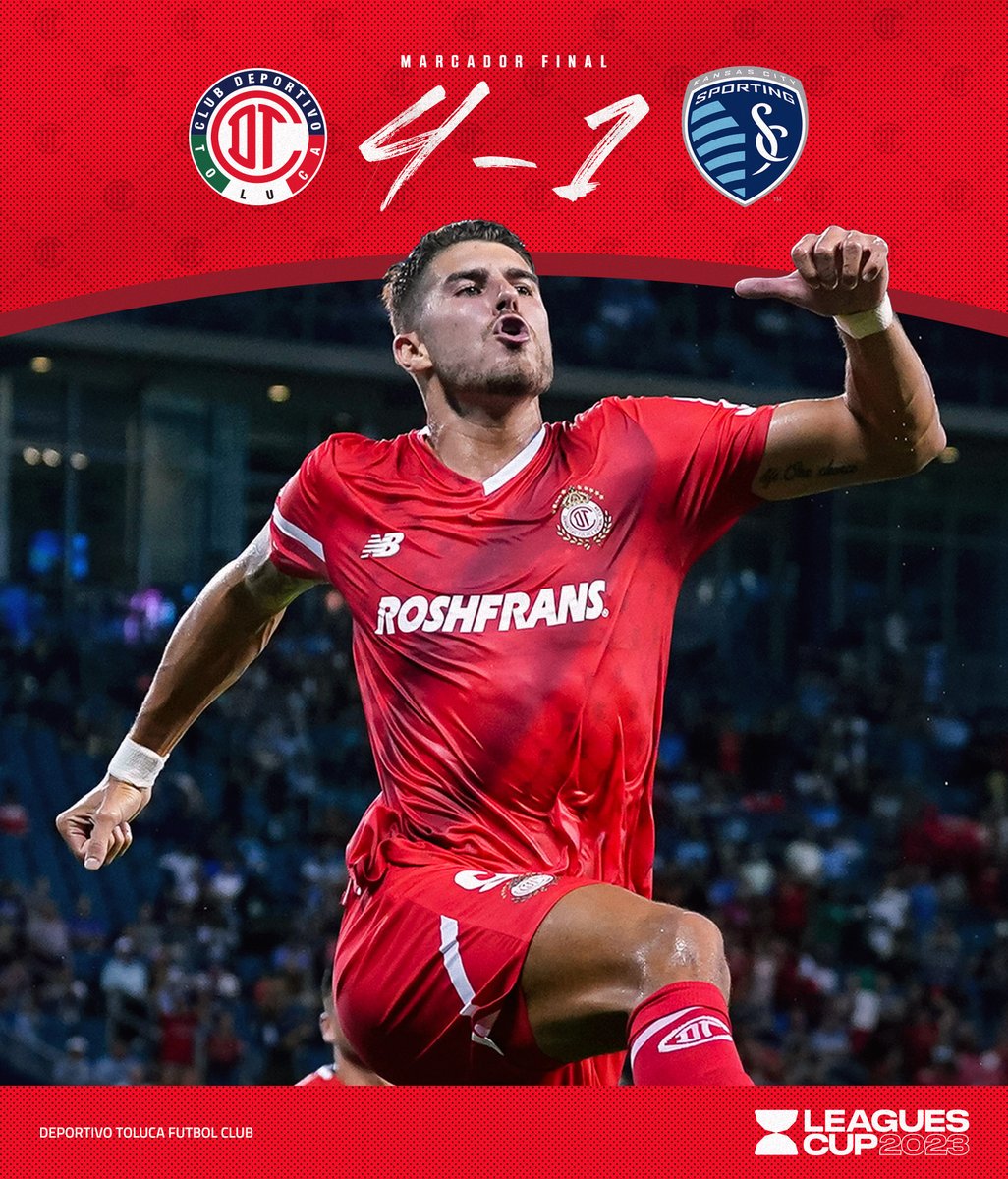 TolucaFC's tweet image. ⏱ 92’ | 👹 4-1 🔷 | #𝟭𝟲𝘃𝗼𝘀DeFinal
 
¡Se termina el partido en Kansas, el Diablo clasifica a los #8vosDeFinal de la @LeaguesCup tras un gran partido esta noche!
 
#NuestroViaje | #LeaguesCup2023